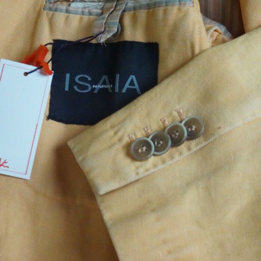 Isaia Tangerine Orange Linen Blend Sport Coat Jacket 40R BRAND NEW W Tags